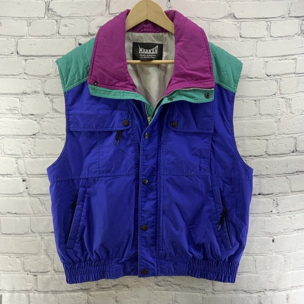 Marker‎ Vest Sz L Vintage 90’s Cold Weather Color Block Purple